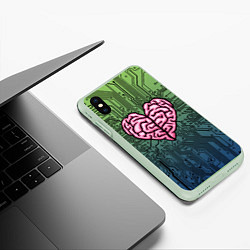 Чехол iPhone XS Max матовый Heart brain chip, цвет: 3D-салатовый — фото 2