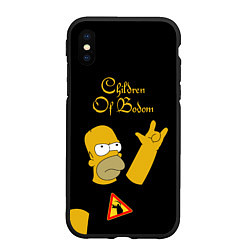 Чехол iPhone XS Max матовый Children of Bodom Гомер Симпсон рокер