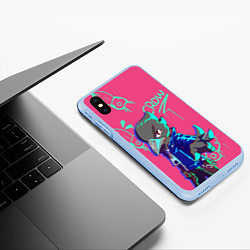 Чехол iPhone XS Max матовый Кроу из Бравл Старс, цвет: 3D-голубой — фото 2