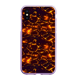 Чехол iPhone XS Max матовый Раскалённый камуфляж, цвет: 3D-сиреневый