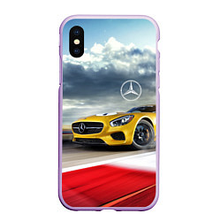 Чехол iPhone XS Max матовый Mercedes AMG V8 Biturbo на трассе