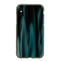 Чехол iPhone XS Max матовый Абстрактные волны в темноте, цвет: 3D-темно-зеленый