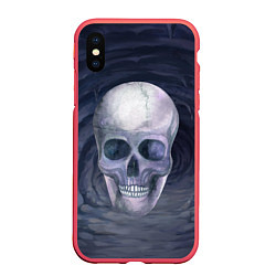 Чехол iPhone XS Max матовый Большой череп, цвет: 3D-красный