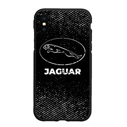 Чехол iPhone XS Max матовый Jaguar с потертостями на темном фоне