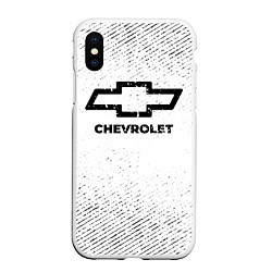 Чехол iPhone XS Max матовый Chevrolet с потертостями на светлом фоне, цвет: 3D-белый