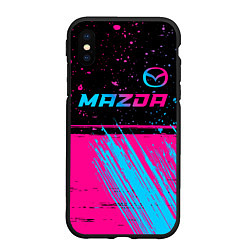 Чехол iPhone XS Max матовый Mazda - neon gradient: символ сверху