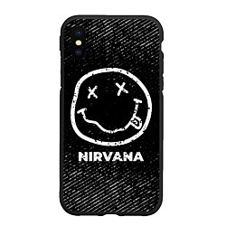 Чехол iPhone XS Max матовый Nirvana с потертостями на темном фоне