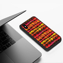 Чехол iPhone XS Max матовый Неоновый геометрический узор, цвет: 3D-черный — фото 2