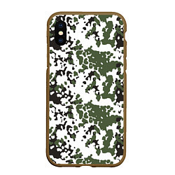 Чехол iPhone XS Max матовый Камуфляж M-84 Snow, цвет: 3D-коричневый