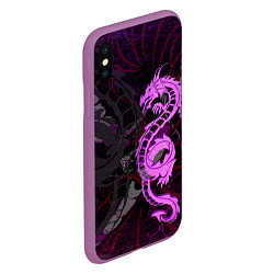 Чехол iPhone XS Max матовый Неоновый дракон purple dragon, цвет: 3D-фиолетовый — фото 2