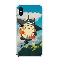 Чехол iPhone XS Max матовый Flight Totoro, цвет: 3D-белый