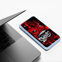 Чехол iPhone XS Max матовый Slipknot red blood, цвет: 3D-голубой — фото 2