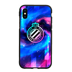 Чехол iPhone XS Max матовый Club Brugge неоновый космос, цвет: 3D-черный