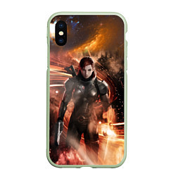 Чехол iPhone XS Max матовый Mass Effect N7 - Jane Shepard, цвет: 3D-салатовый