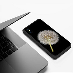 Чехол iPhone XS Max матовый Одуванчик на черном фоне, цвет: 3D-черный — фото 2
