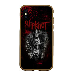 Чехол iPhone XS Max матовый Slipknot dark red, цвет: 3D-коричневый