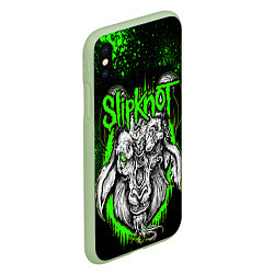 Чехол iPhone XS Max матовый Slipknot зеленый козел, цвет: 3D-салатовый — фото 2