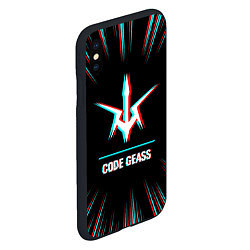 Чехол iPhone XS Max матовый Символ Code Geass в стиле glitch на темном фоне, цвет: 3D-черный — фото 2