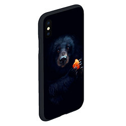 Чехол iPhone XS Max матовый Медведь с морковкой, цвет: 3D-черный — фото 2