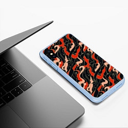 Чехол iPhone XS Max матовый Japanese pattern, цвет: 3D-голубой — фото 2