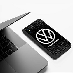 Чехол iPhone XS Max матовый Volkswagen с потертостями на темном фоне, цвет: 3D-черный — фото 2