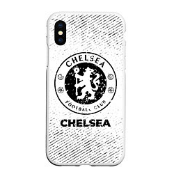 Чехол iPhone XS Max матовый Chelsea с потертостями на светлом фоне, цвет: 3D-белый