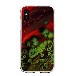 Чехол iPhone XS Max матовый Абстрактные красный песок и зелёные камни