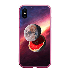 Чехол iPhone XS Max матовый Луна-Грейпфрут, цвет: 3D-малиновый