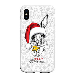 Чехол iPhone XS Max матовый Rabbit with cookies, merry Christmas