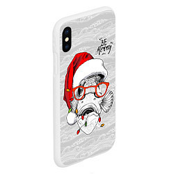 Чехол iPhone XS Max матовый Be merry, fish with red glasses, цвет: 3D-белый — фото 2