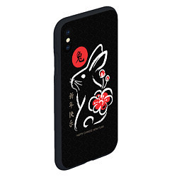 Чехол iPhone XS Max матовый Rabbit with flower, chinese new year, цвет: 3D-черный — фото 2