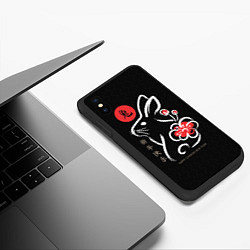 Чехол iPhone XS Max матовый Rabbit with flower, chinese new year, цвет: 3D-черный — фото 2