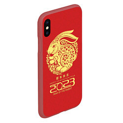 Чехол iPhone XS Max матовый 2023 year of the rabbit, happy chinese new year, цвет: 3D-красный — фото 2