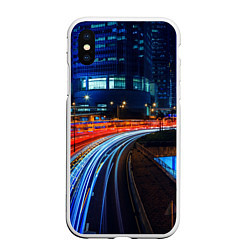 Чехол iPhone XS Max матовый Ночной мегаполис night city