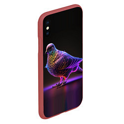 Чехол iPhone XS Max матовый Неоновый голубь, цвет: 3D-красный — фото 2
