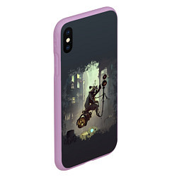 Чехол iPhone XS Max матовый Енот на ракете, цвет: 3D-сиреневый — фото 2