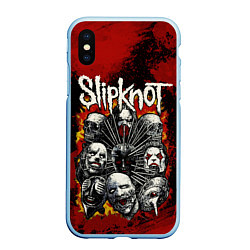 Чехол iPhone XS Max матовый Slipknot rock, цвет: 3D-голубой