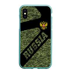 Чехол iPhone XS Max матовый Камуфляж - RUSSIA