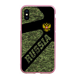 Чехол iPhone XS Max матовый Камуфляж - RUSSIA