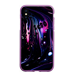 Чехол iPhone XS Max матовый Фиолетовая вода и краски, цвет: 3D-фиолетовый