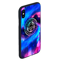 Чехол iPhone XS Max матовый Leicester City неоновый космос, цвет: 3D-черный — фото 2