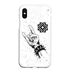 Чехол iPhone XS Max матовый Breaking Benjamin и рок символ, цвет: 3D-белый