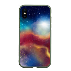 Чехол iPhone XS Max матовый Многогранное космическое пространство - яркая звез, цвет: 3D-темно-зеленый