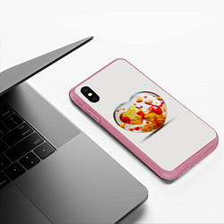 Чехол iPhone XS Max матовый Влюблённые сердца - сувенир, цвет: 3D-малиновый — фото 2