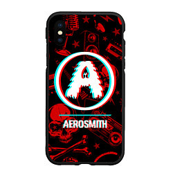 Чехол iPhone XS Max матовый Aerosmith rock glitch