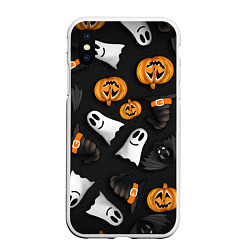 Чехол iPhone XS Max матовый Halloween 31 окт, цвет: 3D-белый