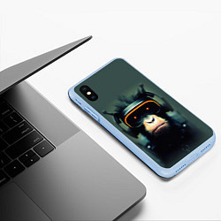 Чехол iPhone XS Max матовый Кибер-обезьяна, цвет: 3D-голубой — фото 2
