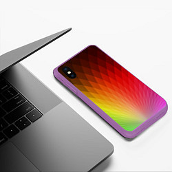 Чехол iPhone XS Max матовый Радужные ромбы, цвет: 3D-фиолетовый — фото 2