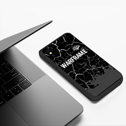 Чехол iPhone XS Max матовый Warframe glitch на темном фоне: символ сверху, цвет: 3D-черный — фото 2