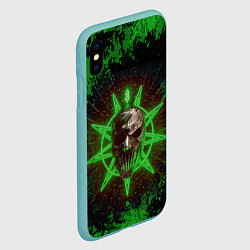 Чехол iPhone XS Max матовый Slipknot green star, цвет: 3D-мятный — фото 2